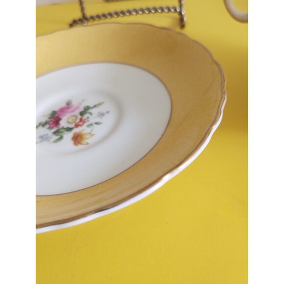 Royal Cauldon England Bone china wide mouth tea cup and saucer  Yellow, Floral - Picture 8 of 13